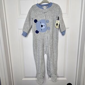 NWT George Fleece Footie Teddy Bear Graphic Gray Blue Kids Baby Size 18-24M